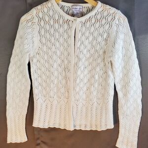 Kobe Girl XL 16 girls White-Cream Cardigan Sweater with top pearl button